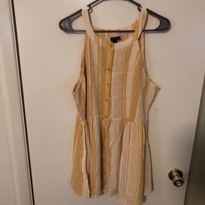TORRID Yellow Striped Button Smocked Babydoll Tank